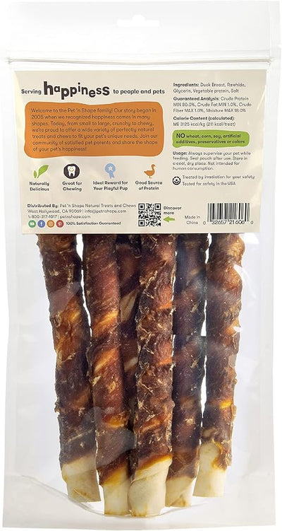 Pet 'n Shape Duck 'n Hide Twist - Duck Wrapped Rawhide Natural Dog Treats, Large, 6 Count