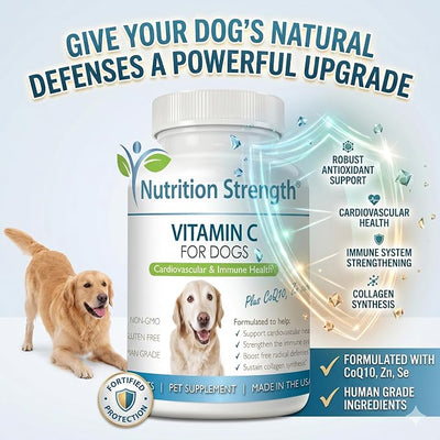 Vitamin C for Dogs to Support Cardiovascular Health, Help Strengthen the Immune System, Boost Free Radical Defenses and Sustain Collagen Synthesis, 120 Chewable Tablets