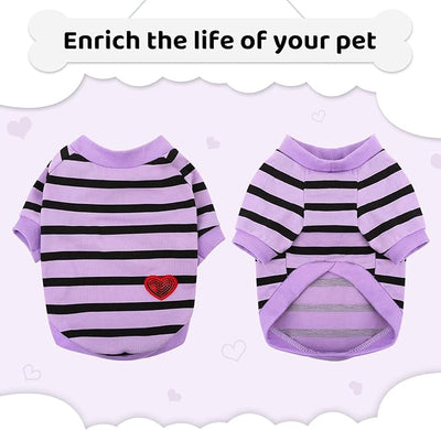 Dog Shirts for Large Dogs, Striped T-Shirts Dog Vest Pet Apparel Tee Shirts Spring Summer Suitable for Small and Medium Large Pets French Bulldog Bichon, Purple L