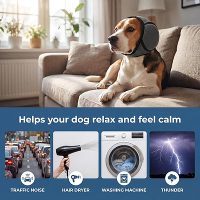Zenpup Noise Cancelling Ear Wrap for Dogs, Calming Muffs for Fireworks, Thunder, Grooming, Bathing and Swimming, Adjustable (Large)