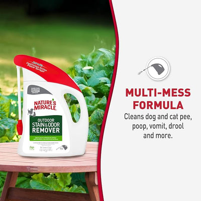 Nature’s Miracle Outdoor Stain & Odor Remover, 64 fl oz, Removes Dog & Cat Messes, Convenient Flip & Go Sprayer, Ready-to-Use, Multi-Pet & Multi-Mess Formula