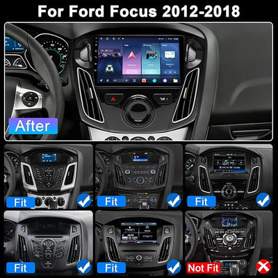 4G+64G Car Radio for Ford Focus 2012-2018: Upgrade Android 15 9" Touch Screen Stereo Head Unit Wireless CarPlay Android Auto, BT 5.4, WiFi 6, GPS, FM, RDS, EQ, SWC, 1080P Backup Camera