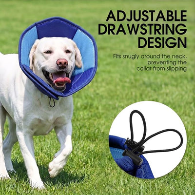 Dog Cone - Soft Cone for Dogs to Stop Licking, Pet E-Collar Alternative After Surgery, Adjustable Pet Recovery Collar for Wound Healing, Dark Blue Medium