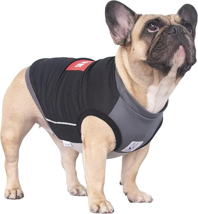 iChoue French Bulldog Summer Cooling Shirt for Dogs UV Sun Protection Vest Sleeveless Stretchy Tank Top English Pug Grey Black - XLarge