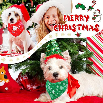 Xuniea 14 Pcs Christmas Dog Bandanas Pet Bandana Bib Scarf Handkerchief for Small Medium Large Dogs Accessories Christmas Party Costume