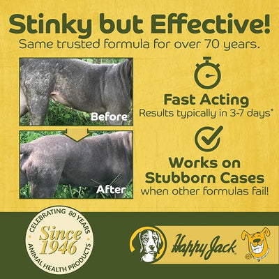 HAPPY JACK Mange Medicine & Treatment for Dogs & Horses - Brings Soothing Itch Relief to Severe Mange, Fungi, Allergies, Eczema & Most Dog Skin Irritation (16 oz)