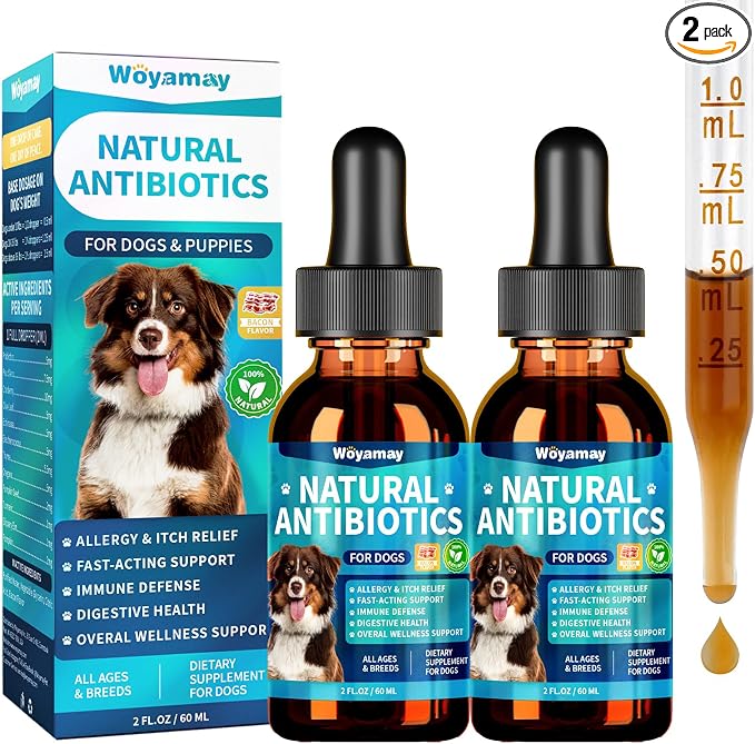 Antibiotics for Dogs | Natural Dog Antibiotics for Allergy Relief, Itch Relief, Coughs, Skin Health, Breath Treatment, Digestion | Herbal Supplement to Care for Ears, Eyes & Coat, 4 Fl Oz