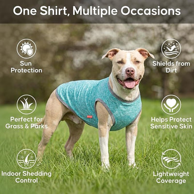 KYEESE 2 Pack Dog Shirts for Large Dogs Quick Dry Breathable Stretchy Sun Protection Dog T-Shirts with Reflective Label Tank Top Sleeveless Vest Dogs Clothes, Grey+Blue, 3XL