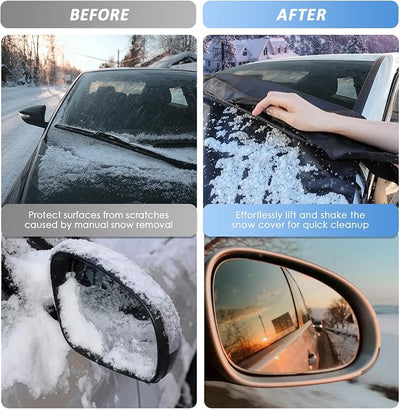 Windshield Snow Cover for Ford C-Max 2013-2018, Waterproof 2-Layer Oxford Fabric Winter Frost and Ice Removal with Side Mirror Covers, Winter Accessories Freeze Protector for Auto Car SUV