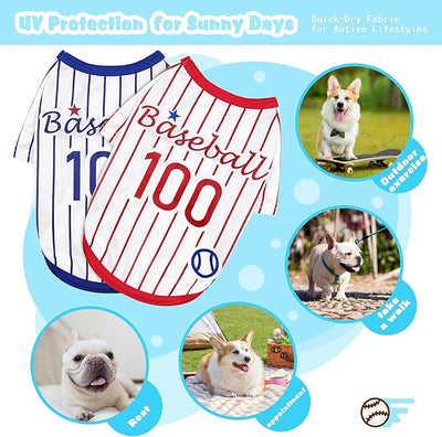 Paiaite Sleek Striped Dog Vest: Sleeveless Baseball-Style Dog Shirt, Ideal Fit for Small, Medium, and Large Breeds,Polyester Fabric for Comfort, Breathability, and Stretchiness Blue 3XL