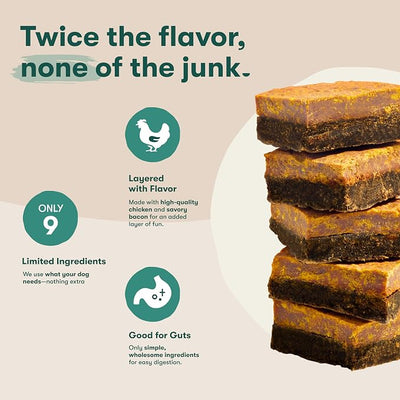 Jinx Chicken & Bacon Layers Jerky Dog Treats - Crunchy, All Natural Dog Jerky Treats with Cage-Free Chicken & Bacon - Pet Products for All Dogs (Puppies, Adults & Seniors) - 15oz (Pack of 2)