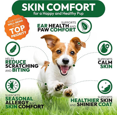 Dog Allergy Relief Chews - 170 Dog Allergy Chews - Itch Relief for Dogs - Omega 3 Fish Oil, Probiotics For Itchy Skin & Hot Spots Allergies, Paw Licking, Dry Skin & Coat Supplement - Beef Liver Flavor