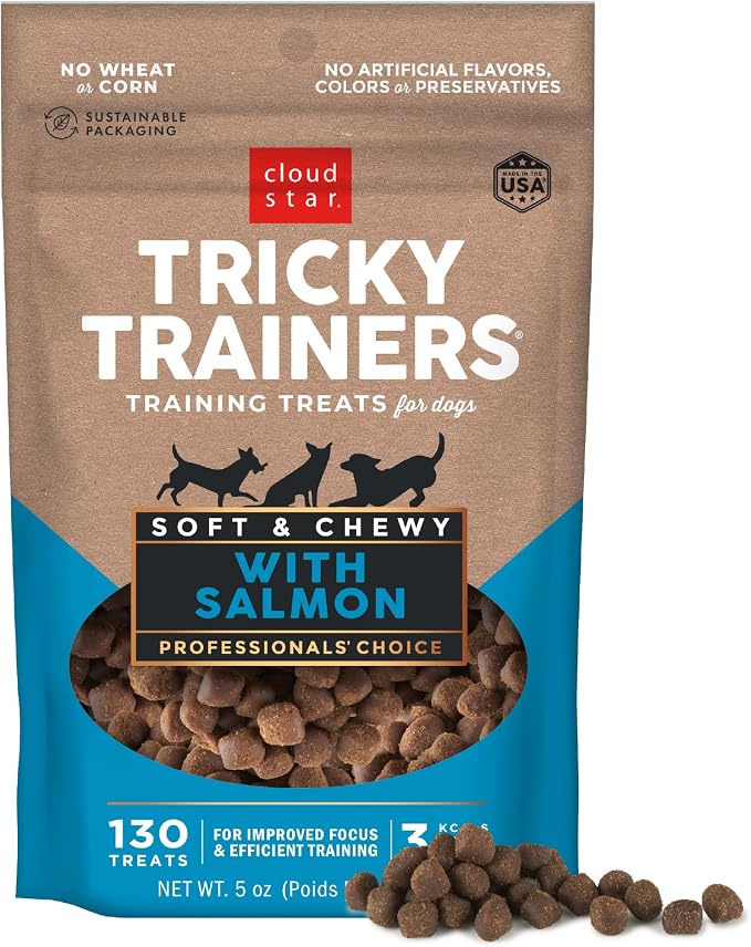 Tricky Trainers Chewy Dog Treats, Salmon, 5 oz. Pouch