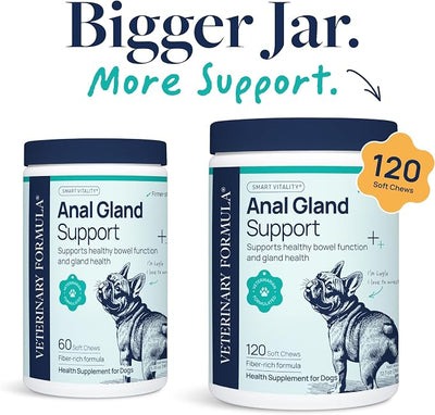 Veterinary Formula Anal Gland Support Chews for Dogs, 120 Count | no scoot chews, dog anal gland supplement, pumpkin and probiotics, soft chews for all breeds and sizes