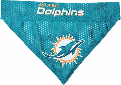 Pets First NFL DOG BANDANA - MIAMI DOLPHINS REVERSIBLE PET BANDANA. 2 Sided Sports Bandana with a PREMIUM Embroidery TEAM LOGO, Small/Medium. - 2 Sizes & 32 NFL Teams available