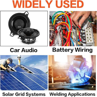 4 Gauge Wire (25ft Each - Red/Black) Copper Clad Aluminum CCA - Primary Automotive Wire,Battery Power/Ground Cable, 20PCS Lugs Terminal Connectors,20PCS 3:1 Heat Shrink Tubing with 100A ANL Fuse