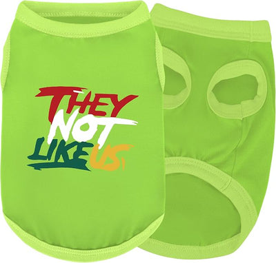 Comfortable Polyester-Cotton Dog Shirt –with 'They NOT Like US', Perfect for Small & Medium Dogs, Soft & Stylish Pet Apparel for Everyday Wear.Green 3XL