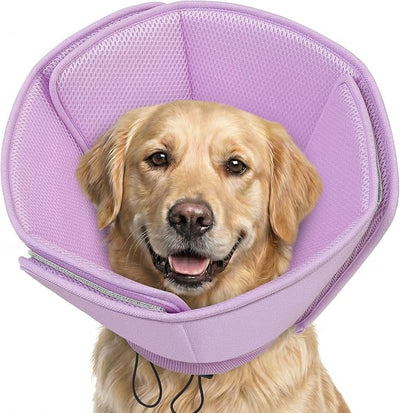 AOFITEE Soft Dog Cone, Adjustable Cones for Dogs After Surgery, Comfy Dog Cone Collar Alternative to Stop Licking, Elizabethan Recovery Collar for Large Dogs(Purple,Large)