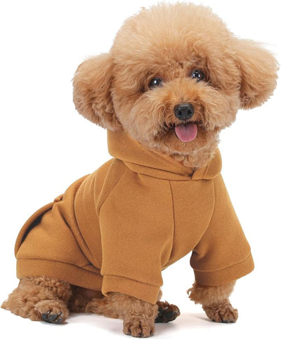 Winter Dog Hoodie with Pockets - Solid Color Polycotton Sweatshirt for Small, Medium, and Large Dogs - Soft, Warm, Cozy Pet Clothing for Cold Weather - Ideal for Outdoor Walks.Camel-XXL