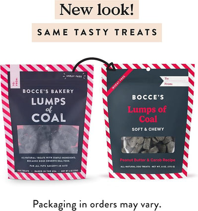 Bocce's Bakery Lumps of Coal Soft & Chewy Dog Treats, Natural Wheat-Free Christmas Dog Treats, 6 oz