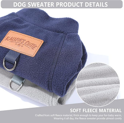 2 Pack Dog Sweaters with Leash Ring Warm Fleece Dogs Sweatshirt for Small Medium Dogs Pet Puppy Coat Apparel Outfits Winter Dog Clothes for Chihuahua, Yorkie, Bulldog, Dachshund Cats L, Grey
