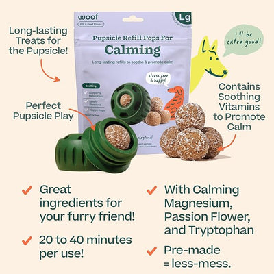 WOOF Pupsicle Refill Pops for Calming - Long-Lasting Refills for The Pupsicle Toy to Promote Calm - Calming Dog Treats - Magnesium for Dogs- Large Pops - 7 Count