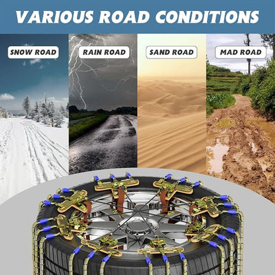 MOPHOTO Cable Snow Chains 8 Pack, Tire Chains for Cars/SUVs/Pickup Trucks, Security Chains, for Tire Width 215-285 mm, Easy Installation & Durability