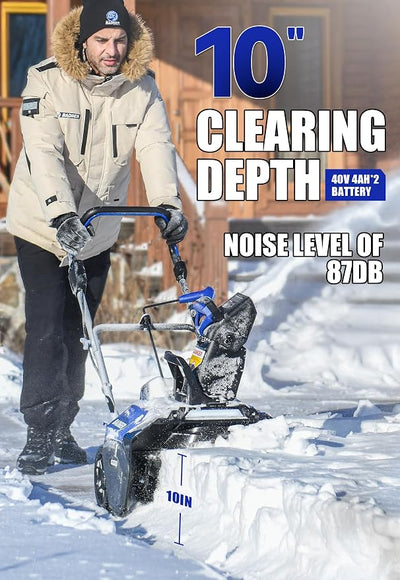 Wild Badger Power Snow Blower 40V ProLine 20" Cordless,26 FT Throw,16-Driveway,Brushless Single-Stage,2 * 4.0Ah Battery & Fast Charger,LED Lights,Lightweight for Driveways & Sidewalks