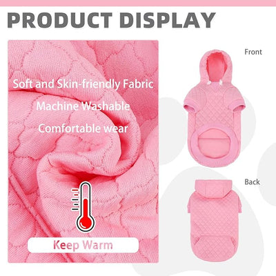 KOOLTAIL Dog Hoodie for Small Medium Large Dogs, Ultra-Warm & Soft Winter Fall Fleece Dog Hooded Sweatshirt Clothes Sweater, Lightweight Pullover Coat for Boy Girl Bulldog Pitbull Puppy Cats,Pink M-L