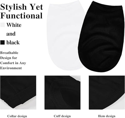 2 Pack Solid Color Dog Shirts - Lightweight, Quick Dry, Breathable Pet T-Shirts for Small to Large Dogs - Stretchy, Durable, Ideal for All Seasons and Holidays.Black White M