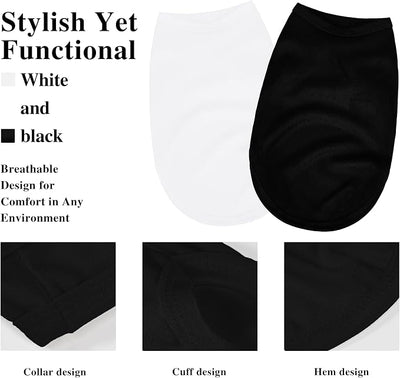 2 Pack Solid Color Dog Shirts - Lightweight, Quick Dry, Breathable Pet T-Shirts for Small to Large Dogs - Stretchy, Durable, Ideal for All Seasons and Holidays.Black White XS