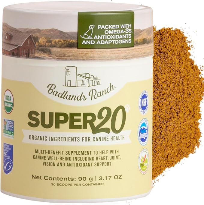 Super20 Canine Supplement Organic Ingredients Multi-Benefit Supplement, Ashwagandha, Help w/Canine Well-Being, Heart, Joint, Vision, Antioxidant Support by Katherine Heigl (30 scoops)