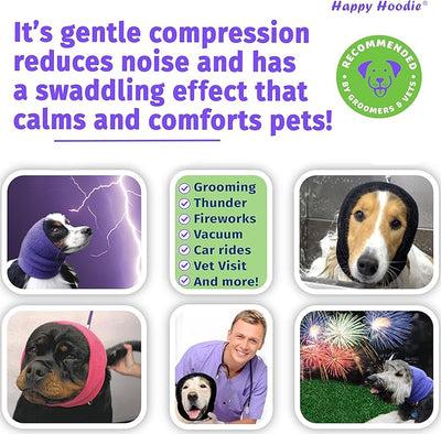 Happy Hoodie The Original Dog & Cat Calming Band - American Brand - Anxiety Relief/Noise Protection-Grooming-Thunder-Fireworks (XS, Blue) - Since 2008