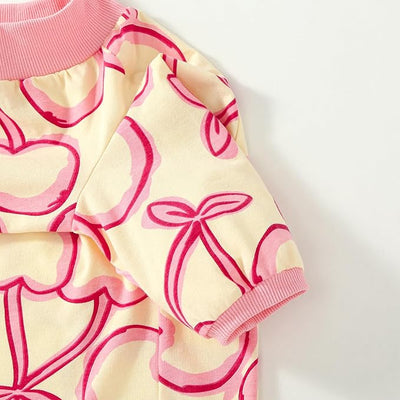 Dog Cherry T Shirts Pink Long Sleeve White Shirt Pajamas Pets Soft Cotton Apparel Clothes for Medium Dogs,M Cherry