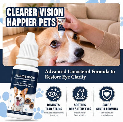 Dog Eye Drops for Dogs and Cats - Cataract Eye Drops with Lanosterol Formula, Pet Eye Wash for Cloudy Itchy Watery Goopy Eyes, Tear Stain Care, Infection Support, Pink Care, All Ages, 2 Pack 2 x 10ml