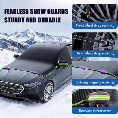 Car Windshield Snow Cover for VW Taos/Tavendor/Tayron/Tera/Touareg Half Car Cover Snow Ice Frost Resistent Auto Cover Winter Magnetic Windshield Frost Cover,Black Orange