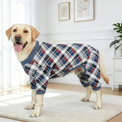 XPUDAC 4 Pack Dog Pajamas for Large Dogs Cats Plaid Doggie Clothes Puppy Onesies Christmas Pajamas Jumpsuits Pet Pjs Shirt Apparel 4X-Large, Red Green Beige Grey