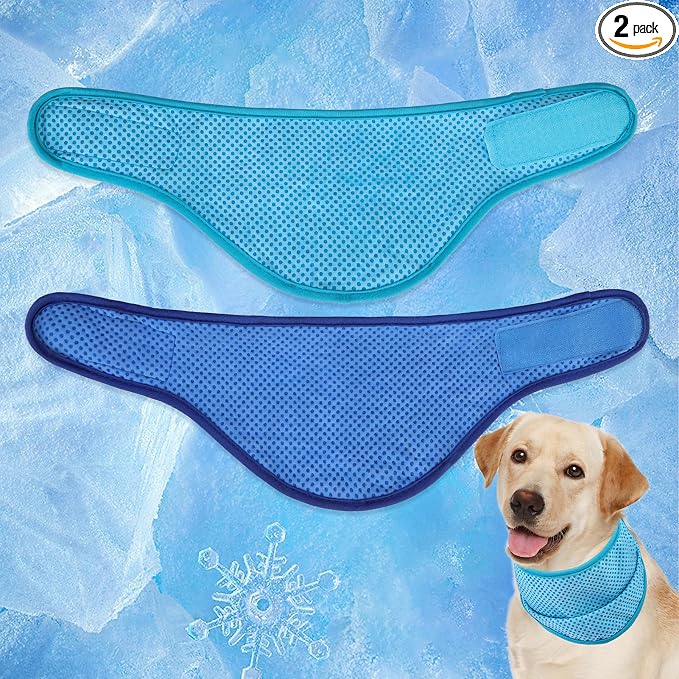 EXPAWLORER Dog Cooling Bandana - 2 Pack Instant Cooling Dog Bandanas, Chill Out Pet Cool Scarf Summer Essentials Ice Neck Cooler Wrap, Prevent Sunstroke for Small Medium Large Dogs, Blue Navy L