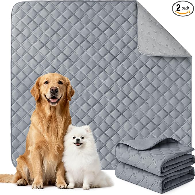 Eterish Reusable Washable Pee Pads for Dogs Small/Large/Extra Large 18'' x 24'' 2 Pack, Absorbent Pet Puppy Dog Training Pads Non-Slip, Waterproof Whelping Potty Pads for Dogs Leak-Proof
