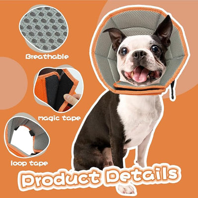 Allroaring Adjustable Dog Cone for Spay, Comfy Recovery Collar Orange XL | Breathable & Lightweight; Soft Fabric; Wound Healing & Stitches; Chewing Deterrent; Foldable; Extra Long; Protect Furniture