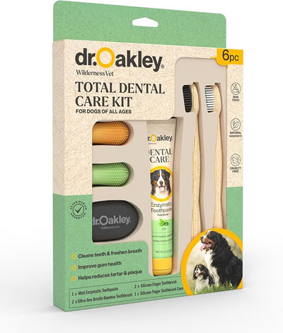Dr. Oakley Dental Toothbrush Kit for Dogs & Cats - Finger Brush for Small Pets and Soft Brushes for Large or Older Natural and Safe Mint Flavor