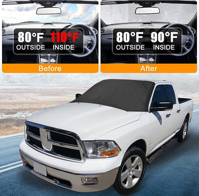 X AUTOHAUX 210T Magnetic Car Windshield Cover Sun Shade Snow Frost Ice Guard Waterproof Windshield Protector for SUV 94 x 57.4 Inches