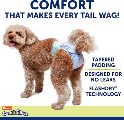 Hartz Comfitables Disposable Dog Diapers, Size XS 38 count, Comfortable & Secure Fit, Easy to Put On, Super Absorbent Male and Female Diaper
