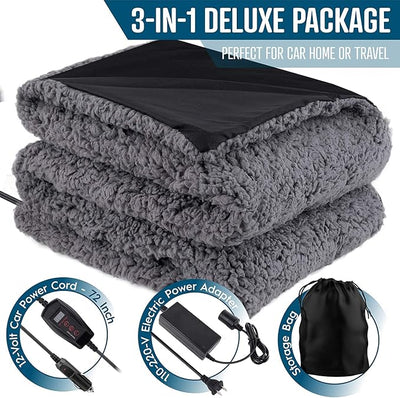 ZONETECH Sherpa Fleece Travel Blanket Grey Cozy Soft Plush Warm Fuzzy Automotive Comfortable Car Seat 59" x 43” Size -Great for Winter, Home, Office and Camping 2 Pack