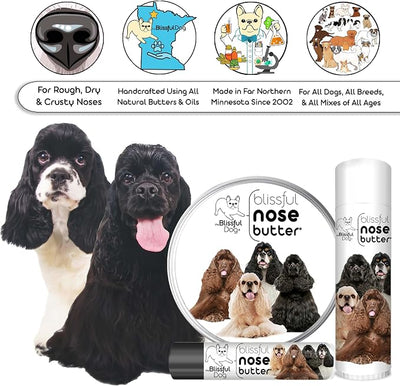 The Blissful Dog Cocker Spaniel Nose Butter, Versatile Dog Nose Balm for Dry Nose, Handcrafted Nose Moisturizer, Easy-to-Apply Dog Essentials, Unscented, 0.50 oz.