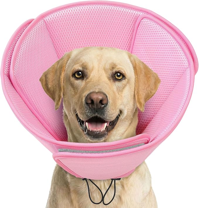 Soft Dog Cone Collar Anti-Licking, Dog Cone Alternative After Surgery, Elizabethan Cones for Large Dogs Post-Surgery, Neuter Recovery Pet Dogs E-Collar(Pink,X-Large)