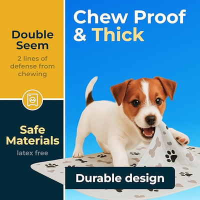 GREEN LIFESTYLE Washable Pee Pads for Dogs - Waterproof Reusable Puppy Pads with Anti-Slip Backing, Pet Training Pad for Puppy Playpen, Crate, Whelping Box, Potty Training (Pack of 2 - 30x34)