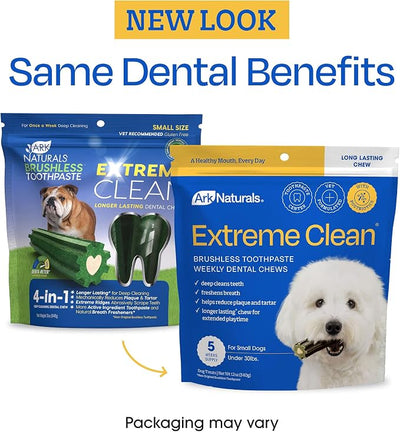 Ark Naturals Extreme Clean Brushless Toothpaste for Large Breeds, 18 oz Bag, Long-Lasting Dog Dental Chew with Toothpaste Center, Freshen Breath, Reduce Plaque & Tartar