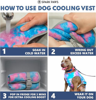 Spark Paws Dog Cooling Vest - SPF 50 UV Sun Protection - Summer Heat Relief Gear for Dogs, Lightweight, Evaporative Cooling - Dog Anxiety Relief Vest During Hot Days - Snowcone, Medium