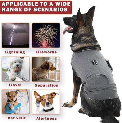 Meifsou Dog Anxiety Vest - Thunder & Fireworks Calming Shirt for Dogs, Vet Visits & Separation - No Medicine or Training Required